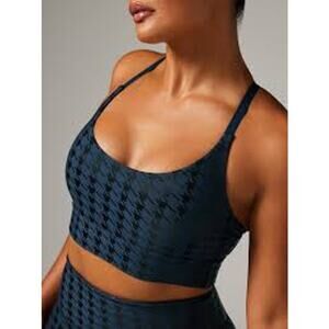 Savage X Fenty - Band-It Houndstooth Low Impact Sports Bra-Blue/Blk- Medium